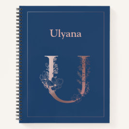 パーソナライズされたバラ金ゴールドモノグラムイニシャルU ノートブック