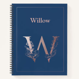 パーソナライズされたバラ金ゴールドモノグラムイニシャルW ノートブック