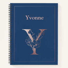 パーソナライズされたバラ金ゴールドモノグラムイニシャルY ノートブック