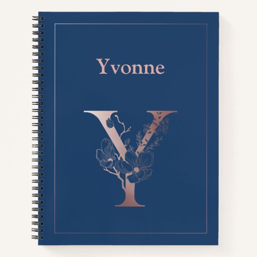 パーソナライズされたバラ金ゴールドモノグラムイニシャルY ノートブック (正面)
