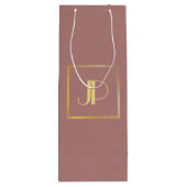 パーソナライズされたバラ金ゴールドモノグラモダンムエレガント ワインギフトバッグ (裏面)