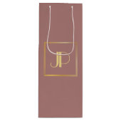 パーソナライズされたバラ金ゴールドモノグラモダンムエレガント ワインギフトバッグ (正面)