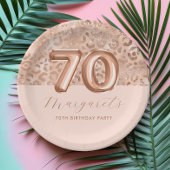 パーソナライズされたバラ金ゴールドレオパード印刷70誕生日 ペーパープレート