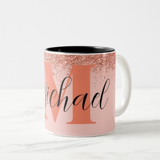 パーソナライズされたバラ金ゴールドヴィンテージギフトTwo-Tone ツートーンマグカップ (正面右)