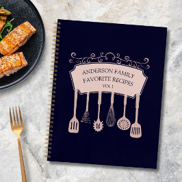 パーソナライズされたバラ金ゴールド台所用品レシピ ノートブック
