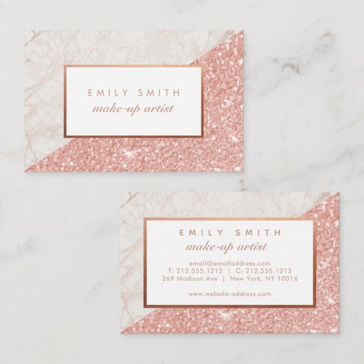 パーソナライズされたバラ金ゴールド大理石グリッターカード 名刺 (正面/裏面)