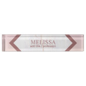 パーソナライズされたバラ金ゴールド大理石幾何学模様 デスクネームプレート (正面)