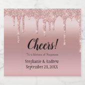 パーソナライズされたバラ金ゴールド滴下グリッター結婚ズCh スパークリングワインラベル (シングルラベル)