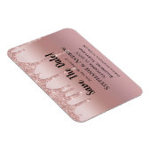 パーソナライズされたバラ金ゴールド滴下グリッター赤面ピンク マグネット (右側)