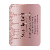 パーソナライズされたバラ金ゴールド滴下グリッター赤面ピンク マグネット (縦)