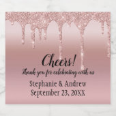 パーソナライズされたバラ金ゴールド滴下グリッター スパークリングワインラベル (シングルラベル)