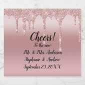 パーソナライズされたバラ金ゴールド滴下グリッター スパークリングワインラベル (シングルラベル)