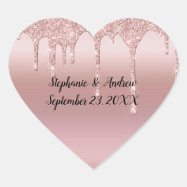 パーソナライズされたバラ金ゴールド滴下グリッター ハートシール