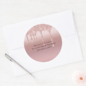 パーソナライズされたバラ金ゴールド滴下グリッター ラウンドシール (封筒)