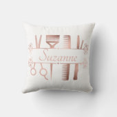 パーソナライズされたバラ金ゴールド美容師 クッション (裏面)