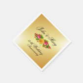 パーソナライズされたバラ・金ゴールド50周年結婚記念 スタンダードカクテルナプキン (角)