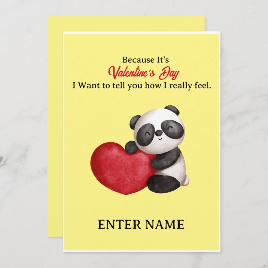 パーソナライズされたバレンタインだからかわいいパンダ シーズンカード (正面/裏面)
