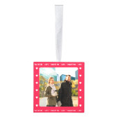 パーソナライズされたバレンタインの贈り物の赤い写数々の真 キューブオーナメント (右)