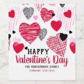 パーソナライズされたバレンタインデーのお洒落ハート ワインラベル (シングルラベル)