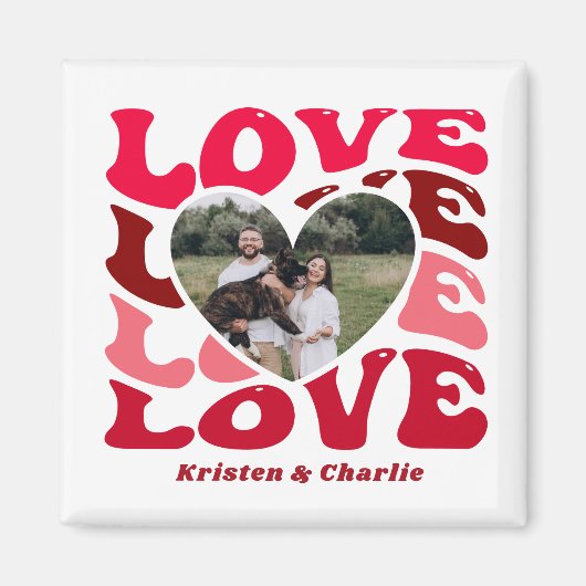 パーソナライズされたバレンタインデーのハートカスタム写真 マグネット (正面)