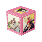 パーソナライズされたバレンタインデーの贈り物ピンクの数々の写真 フォトキューブ (裏面アングル)