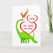 パーソナライズされたバレンタインハートと恐竜 カード (正面)