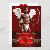 パーソナライズされたバレンタイン ブラック カプイド トゥインク シーズンカード (正面/裏面)