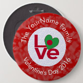 パーソナライズされたバングラデシュの赤いLOVE旗 缶バッジ (正面&裏面)