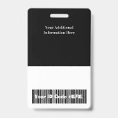 パーソナライズされたバーコードバッジ付き写真ID バッジ (Back)