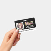 パーソナライズされたバーコード、ロゴ、写真を含むIDラベル バッジ (Handheld)