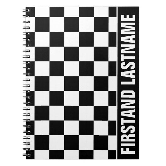 パーソナライズされたバータブ黒市松模様に ノートブック (正面)