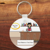 パーソナライズされたバーテンダー – 女性マンガ キーホルダー (正面)