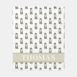 パーソナライズされたバーニーズ・マウンテン・ドッグ ピンク＆ホワイト フリースブランケット