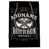 パーソナライズされたバーボン ヴィンテージ銃 ウイスキーラベル ミディアムペーパーバッグ (正面)