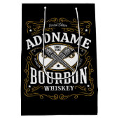 パーソナライズされたバーボン ヴィンテージ銃 ウイスキーラベル ミディアムペーパーバッグ (裏面)