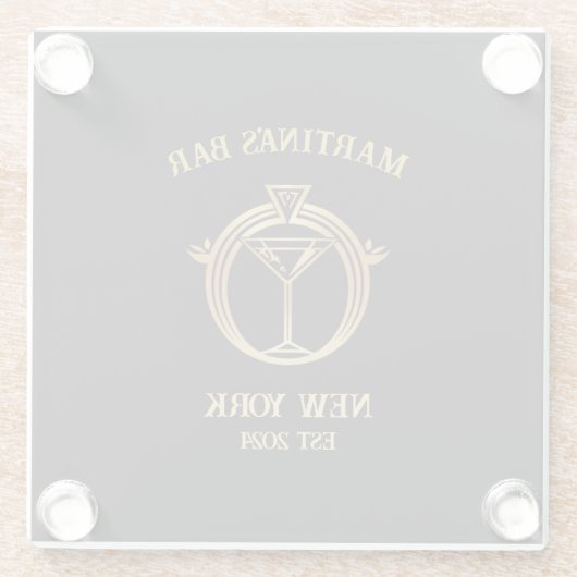 パーソナライズされたバー標識バーコースター名前をカスタムする ガラスコースター (裏面)