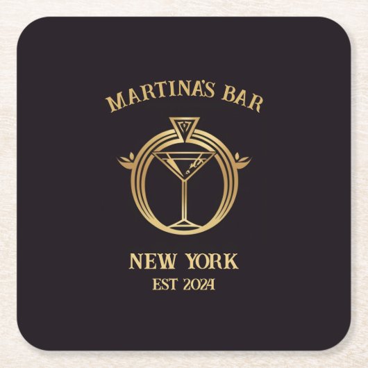 パーソナライズされたバー標識バーコースター名前をカスタムする スクエアペーパーコースター (正面)