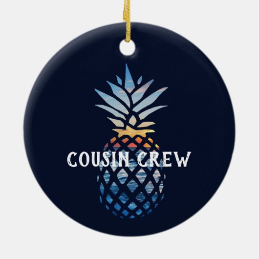 パーソナライズされたパイナップルトロピカルサンセット セラミックオーナメント (裏面)