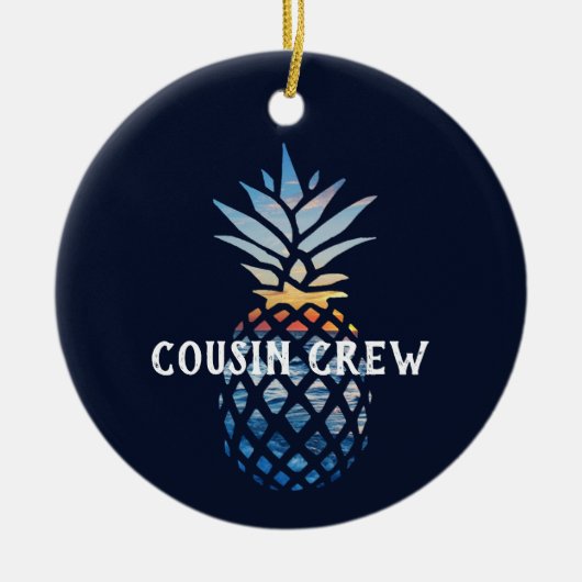 パーソナライズされたパイナップル トロピカル サンセット セラミックオーナメント (正面)