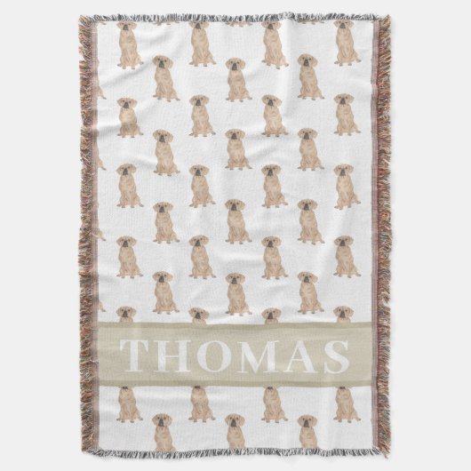 パーソナライズされたパグルのイラスト スローブランケット (正面縦)