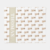 パーソナライズされたパグル フリースブランケット (正面(横))