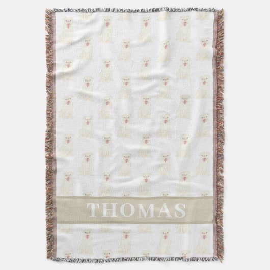 パーソナライズされたパグ（白） スローブランケット (正面縦)