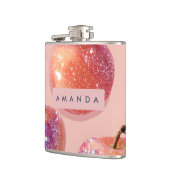 パーソナライズされたパステルスパークルピーチスタイル フラスク (左)