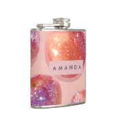 パーソナライズされたパステルスパークルピーチスタイル フラスク (右)