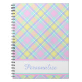 パーソナライズされたパステルチェック ノートブック (正面)