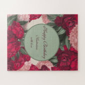 パーソナライズされたパズル誕生日。すばらしい牡丹。 ジグソーパズル (横)