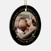 パーソナライズされたパパとベビーの初めてのクリスマス写真 セラミックオーナメント (右)