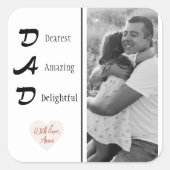 パーソナライズされたパパステッカー写真 | 父の日贈り物 スクエアシール (正面)