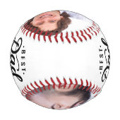 パーソナライズされたパパファーズデイフォトコラージュ 野球ボール (裏面)