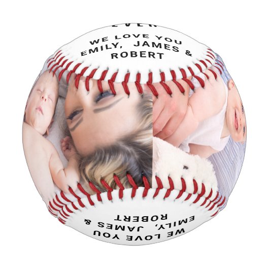 パーソナライズされたパパファーズデイフォトコラージュ 野球ボール (正面)